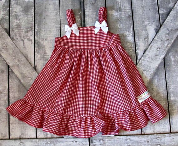 Girls Red Gingham Dress Baby Girl Dress Toddler Dress