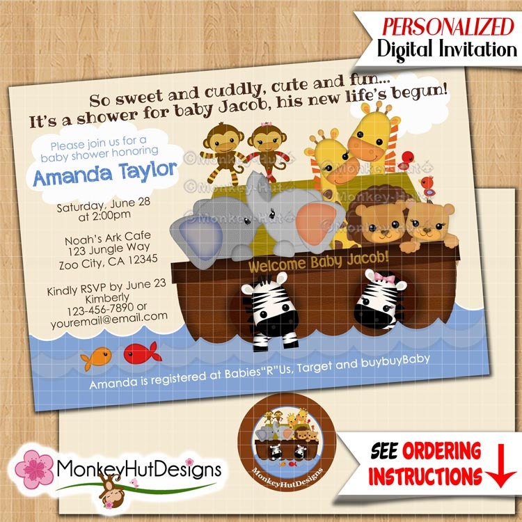 SS Noah39;s Ark Baby Shower Invitations S.S. Noah Noahs by monkeyhut