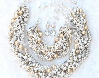 Pearl Statement Bracelet and earrings only