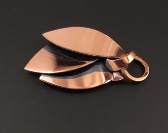 Copper Leaf Brooch, Copper Brooch, Copper Pin, Copper Leaf Pin, Modernist Brooch, Arts and Crafts Brooch
