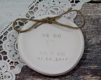Ring bearer pillow alternative, Ring pillow alternative, Wedding ring bearer We Do Ring dish Wedding ring plate