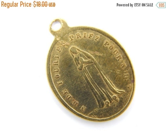 Antique Our Lady of Lourdes Catholic Medal – French Religious Charm ...