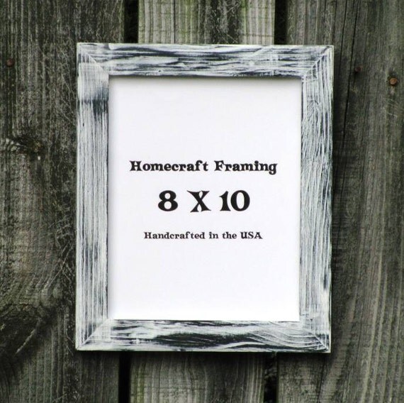 8X10 Picture Frame Distressed White Black by homecraftframing