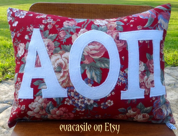 Alpha Omicron Pi Sorority Appliqued Pillow (2015-33)