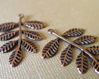 Copper Leaves, 2, Copper Leaf Bead, Autumn Leaf, Autmun and Fall Beads