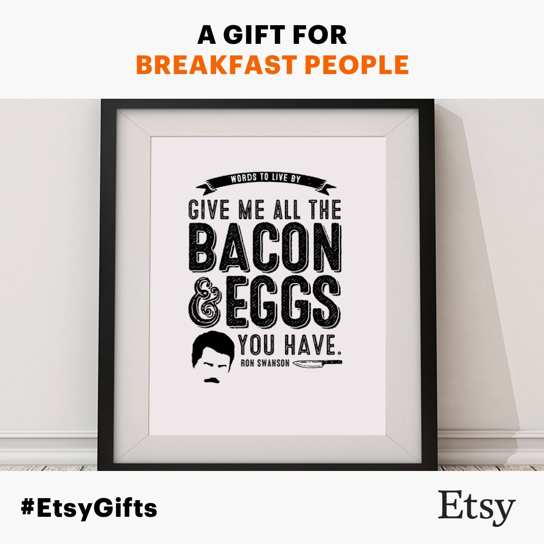 Ron Swanson Bacon and Eggs Typographic Art Poster by SydneyPaperCo