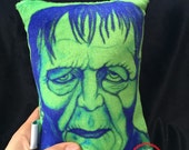 Frankenstein Plush Mini Pillow - Halloween Monster - Horror Movie Monster Fan Art - Minky Throw Pillow - Original Artwork Decorative Plush M