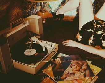 records vinyl legs vintage lingerie record player