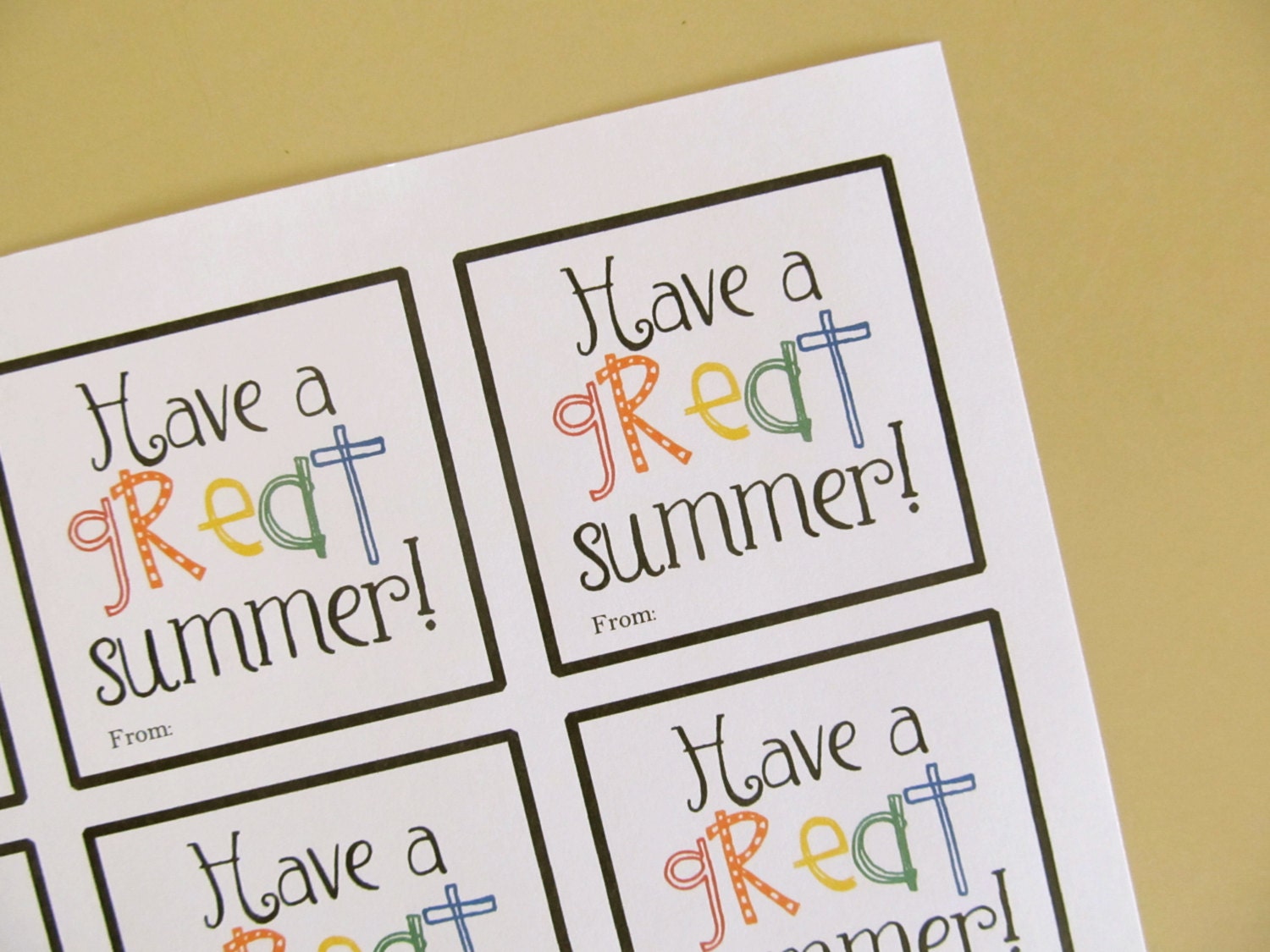 Printable PDF Have a Great Summer gift tag end of school