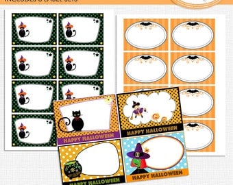 Halloween task cards, Halloween labels, Halloween gift tags, Halloween party decor, Halloween cards, Halloween thank you notes Pr 314