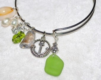 Sea Glass Jewelry Beach Bracelet in White by 2ndtimeglass on Etsy