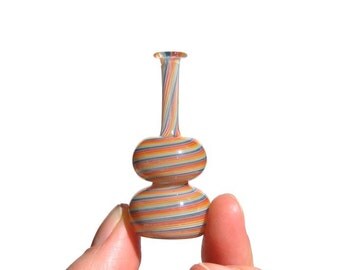 Rainbow Stripes Miniature Bottle, Hand Blown Glass