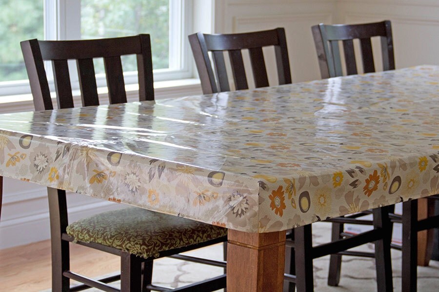 Oilcloth tablecloth laminated cotton by compelledtocraft on Etsy