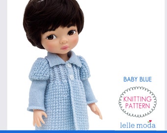 Knitting Pattern - for Disney Animators dolls - 16 inch Doll Clothes Pattern - Coat and Hat Pattern - Baby Blue - Knitting Tutorial