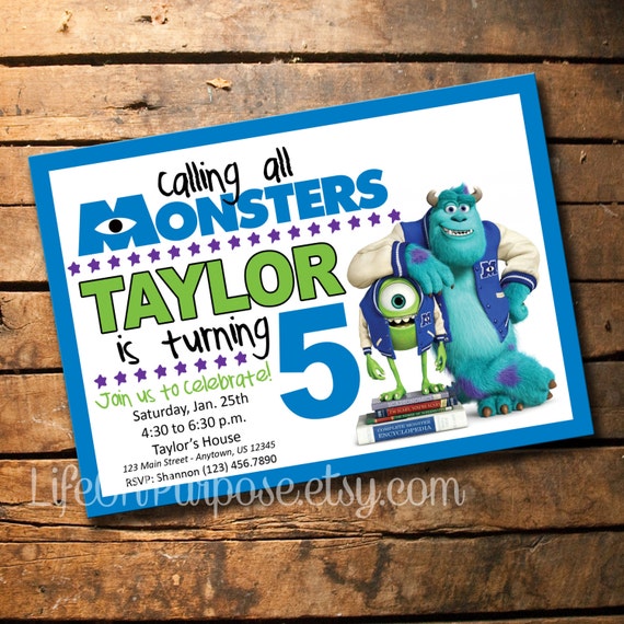 Monsters Inc Birthday Party Invitation