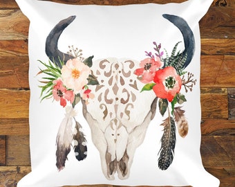 cow skull pillow