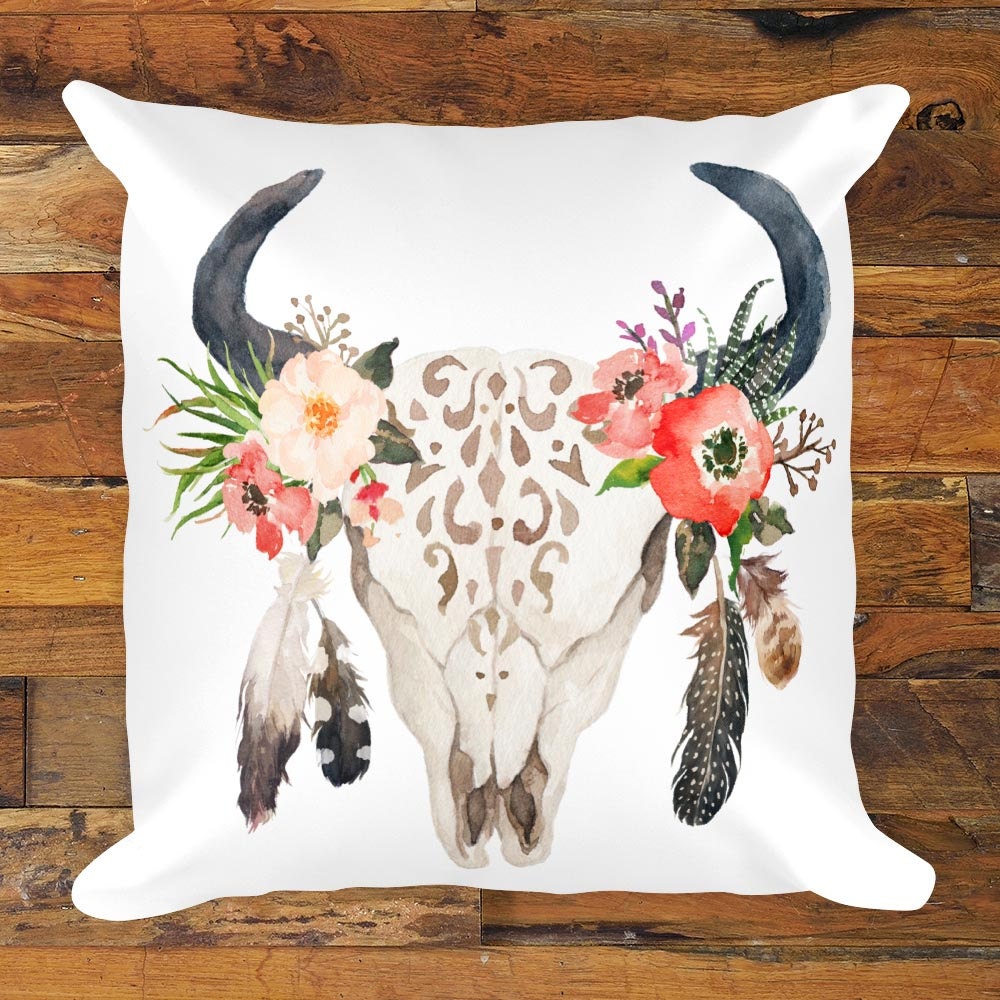 cow skull pillow