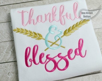 Thankful & Blessed arrow embroidery design