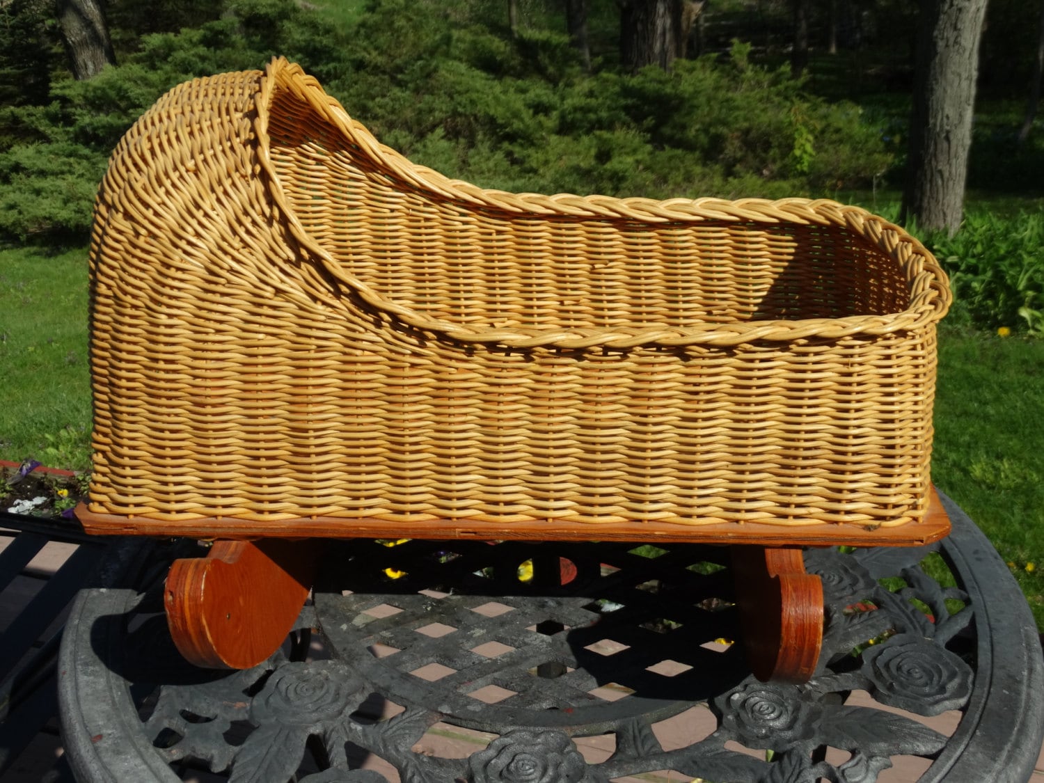 antique wicker doll bassinet