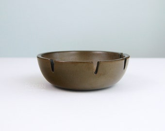 Heath Ceramics 4-Notch Olive Brown Glaze Ashtray