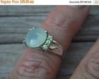 925 Sterling Silver Oval Sea Green Chalcedony Ring For Women – 19.5mm X 10mm Gemstone Statement Ring - View #3
