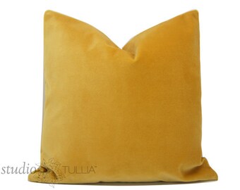 Yellow Velvet Pillow Cover - Pick your size - designer quality - saffron yellow - heavy weight velvet - made to order