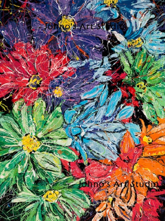 Daisies wall Art Modern wall art Flower power flower wall