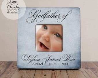 Godfather Gift, Personalized Baptism Picture Frame, Godparent Gift, Baptism Gift Idea, Godparent Picture Frame