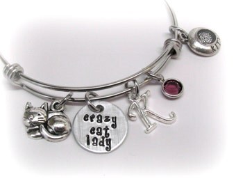 Crazy Cat Lady Bracelet Cat Lover Bangle Gift For Cat Lover Crazy Cat Lady Gift Personalized Cat Jewelry Stocking Stuffer Gift For Her