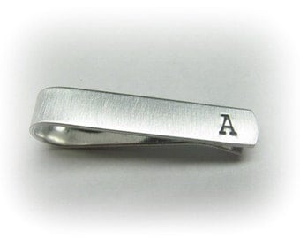 Personalized Tie Clip - Custom Tie Bar - Hand Stamped for Man - Mens - Groomsmen Gift- Single Initial