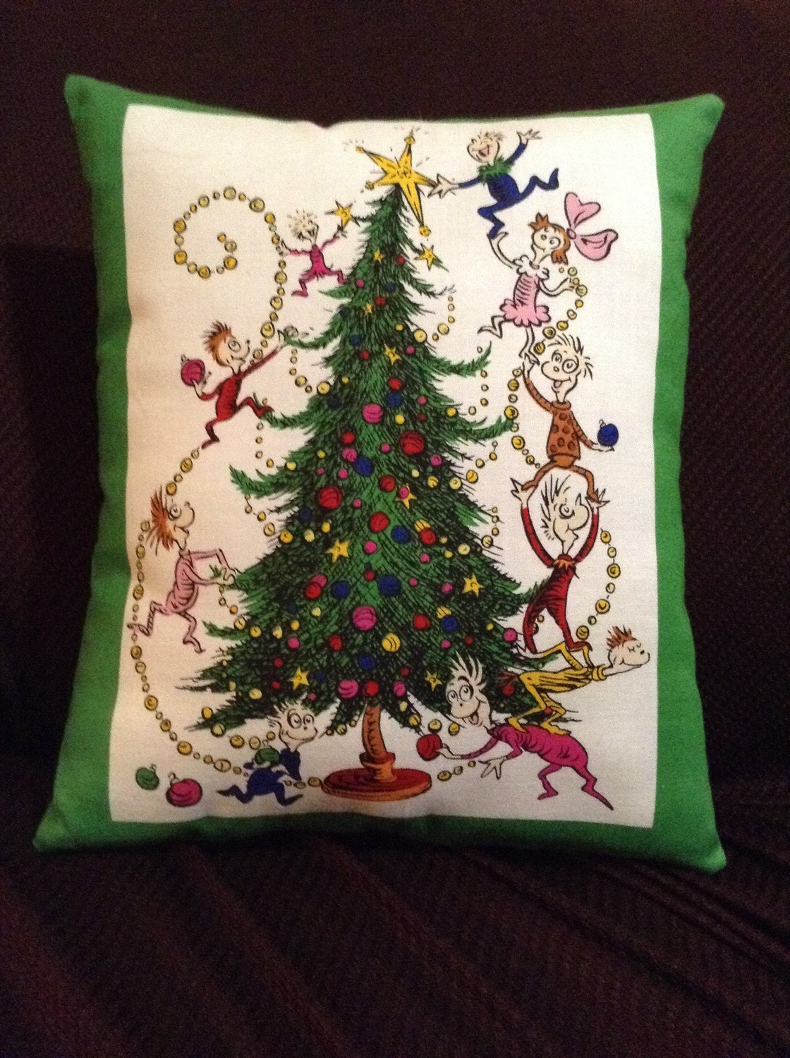 How the Grinch Stole Christmas Dr. Seuss Fabric Pillow New Handmade