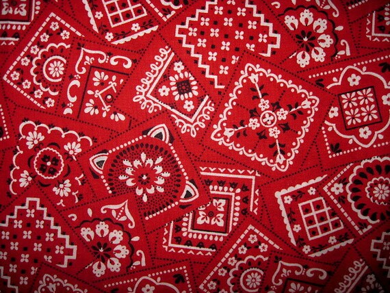 16X44 RED BANDANA Cotton Fabric red bandana fabric red