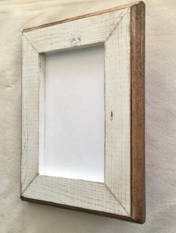 10x13 picture Frame White Rustic Weathered With Routed Edges