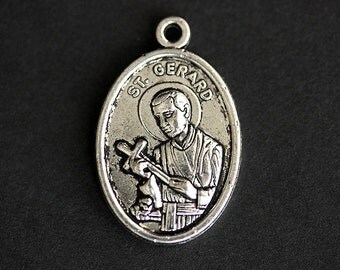 Saint Gerard Medal. Catholic Pendant. St Gerard Pendant. Saint Gerard Charm. Catholic Saint Medal. 25mm x 16mm (Qty 1)