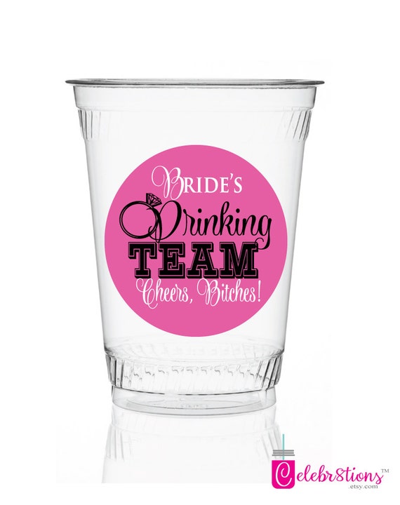 Bachelorette Party Cup stickers, Bride's Drinking Team Stickers Cheers