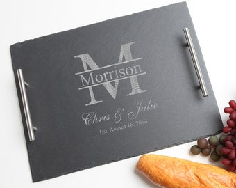 Personalized Slate Cheese Board, Engraved Slate Serving Tray, Personalized Serving Tray, Personalized Wedding Gift, Housewarming Gift D24