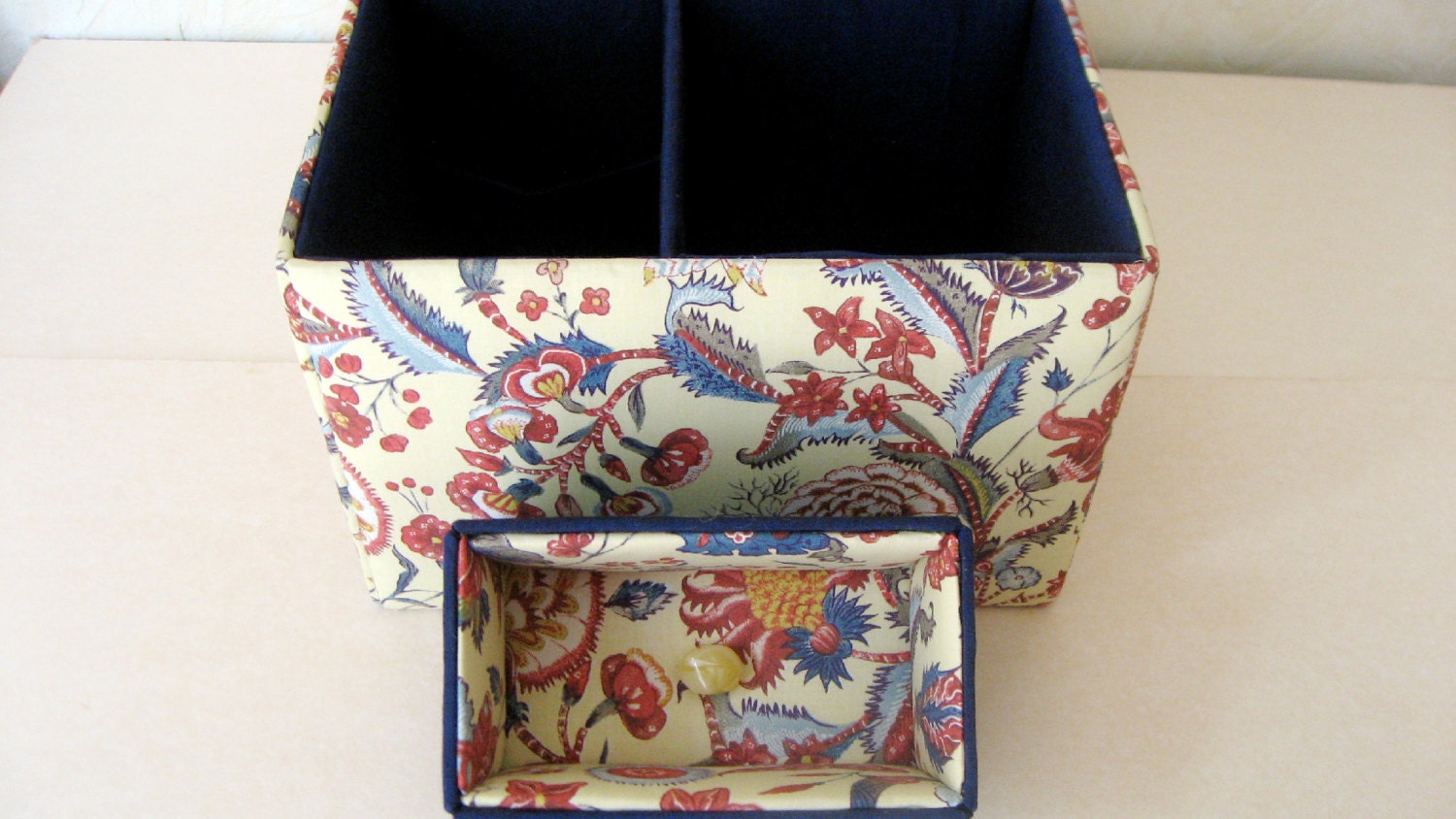 Fabric covered box with lid jewelry storage keepsake box