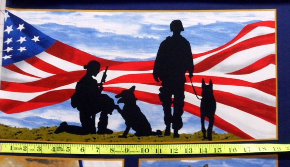 Military Fabric Panel Military Service Dogs Paws of Valor