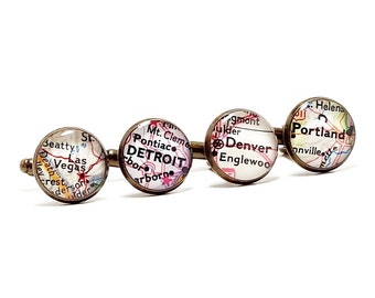 CUSTOM Map Cufflinks. One Pair. You Select two Locations Worldwide. Personalized Cuff links. Travel Cufflinks. Custom Cufflinks. Cuff Links.