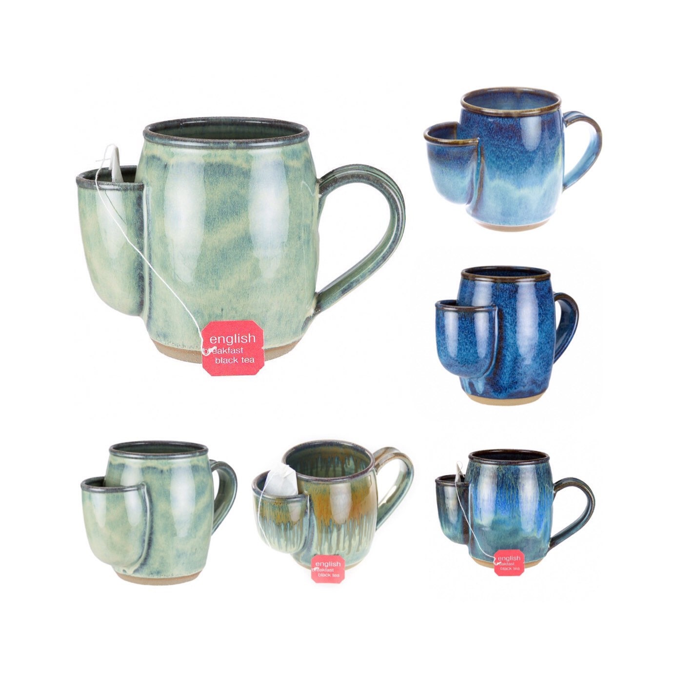 Joey pouch tea mug in any glaze. Side pocket for tea bag / Tea