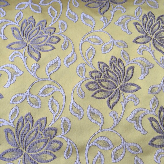 Dull Yellow & Grey Bloomers Fabric By The Yard Curtain Fabric