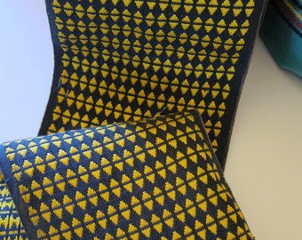 Antique French Heavy Linen Decorative Woven Gold and Black