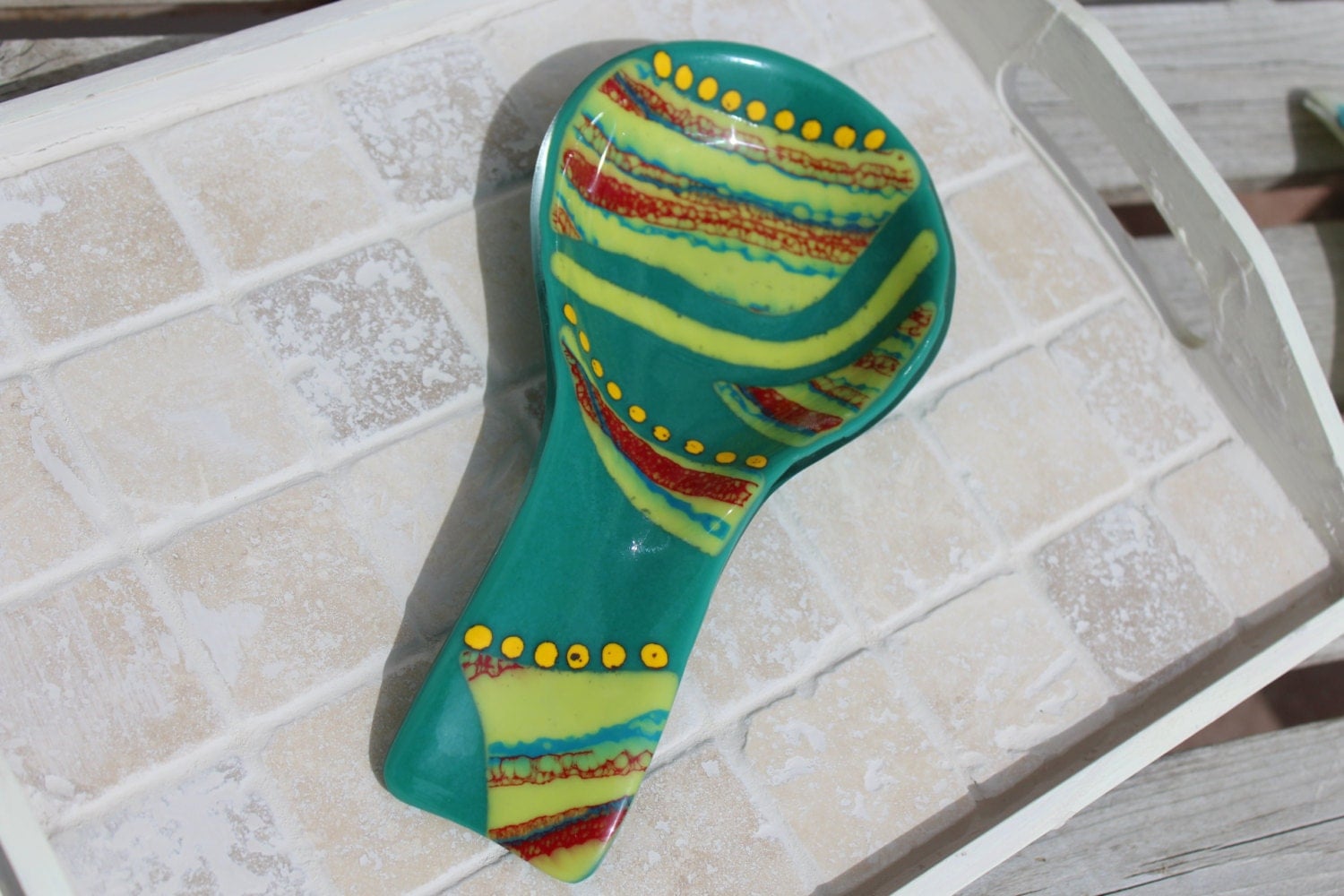 Fused glass spoon rest spoon rest art glass spoon rest