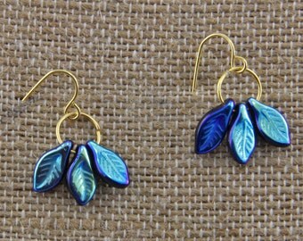 Handmade Brass And Czech Glass Earrings