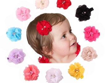 Hair Bows- YOU PICK 4-Baby Hair Clips - Baby Hair Bows - Flower Hair Clips - Baby Hair Clips- Hair Clips - Hair Bow set- Clippie