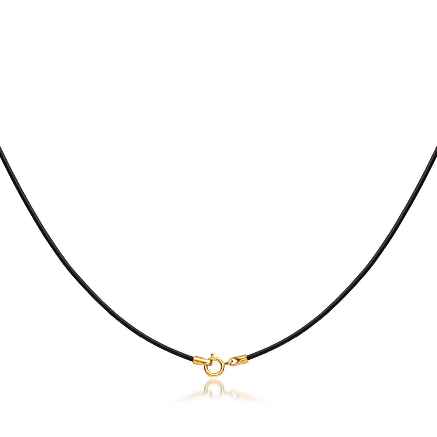 1mm Black Leather Cord Necklace 14K Gold Filled Clasp 14