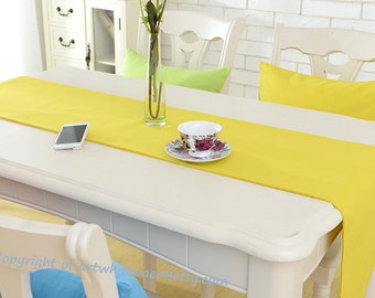 Table Runner Solid Lemon Dinner,Party,Wedding,Birthday Gift--Eco Friendly Custom Size,tablecloth,pillow case,cushion napkins available