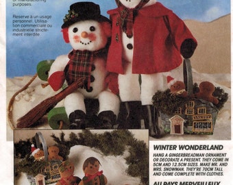 McCalls Pattern 6157 Chrismas Snowman and Gingerbread soft toys designed by Faye Wine
