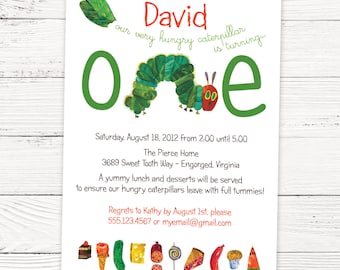 A Very Hungry Caterpillar Invitation - Kids Birthday Invitation
