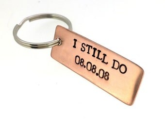 Bronze Anniversary Keychain, Couples Keychain, Boyfriend Gift, Coordinate, Anniversary Date, 8 Year Anniversary Gift, 3 year anniversary